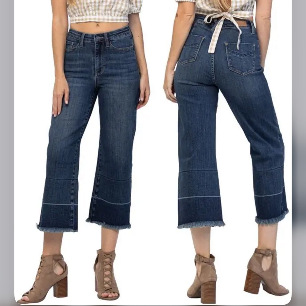 Judy Blue Wide Leg Crop Blue Jeans